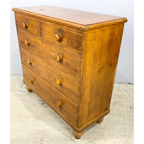 583 - VICTORIAN MAHOGANY CHEST OF TWO OVER THREE DRAWERS ON BUN FEET WIDTH 104cm