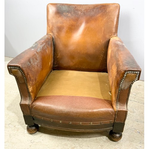 677 - PAIR OF LEATHER CLUB TYPE CHAIRS