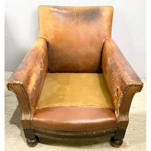 677 - PAIR OF LEATHER CLUB TYPE CHAIRS