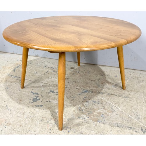 554 - ERCOL BLONDE ROUND TOP COFFEE TABLE 74cm DIAMETER