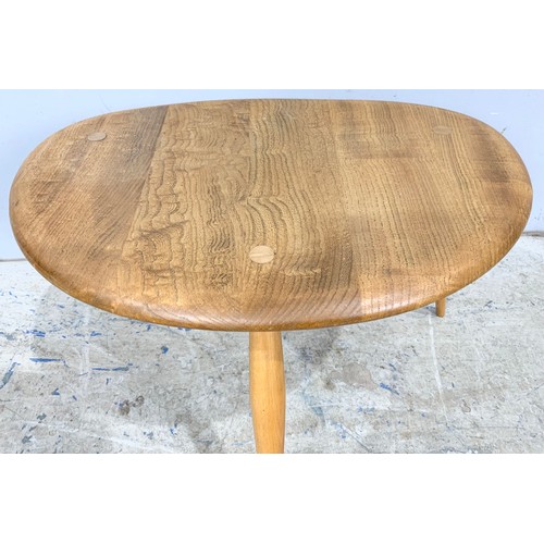 553 - ERCOL BLONDE PEBBLE SHAPED OCCASIONAL TABLE 49cm x 34cm