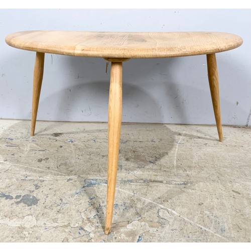 556 - ERCOL BLONDE PEBBLE SHAPED OCCASIONAL TABLE SANDED DOWN 65cm x 44cm