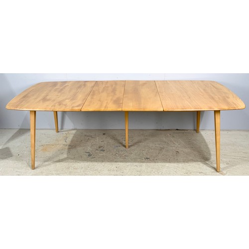 547 - ERCOL BLONDE EXTENDING RECTANGULAR DINING TABLE 225cm x 90cm EXTENDED