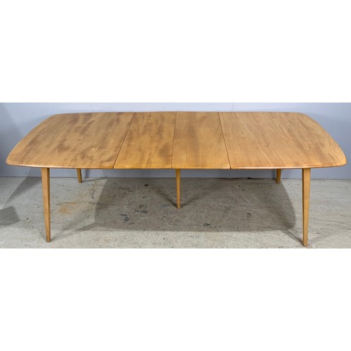 547 - ERCOL BLONDE EXTENDING RECTANGULAR DINING TABLE 225cm x 90cm EXTENDED