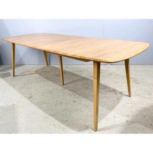 547 - ERCOL BLONDE EXTENDING RECTANGULAR DINING TABLE 225cm x 90cm EXTENDED