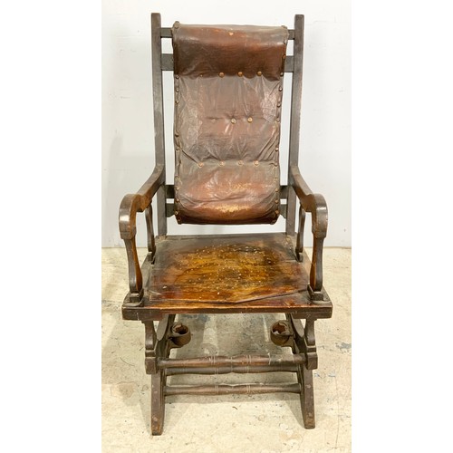 564 - LEATHER UPHOLSTERED AMERICAN TYPE ROCKING CHAIR