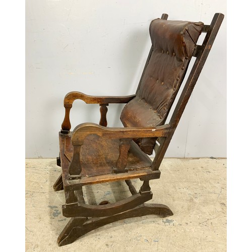 564 - LEATHER UPHOLSTERED AMERICAN TYPE ROCKING CHAIR