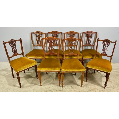 671 - SET OF SIX AND TWO SIMILAR EDWARDIAN DINING CHAIRS