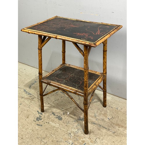 587 - A LATE 19TH CENTURY AESTHETIC MOVEMENT CHINOISERIE BAMBOO TABLE  54cm x 40cm . 72cm TALL