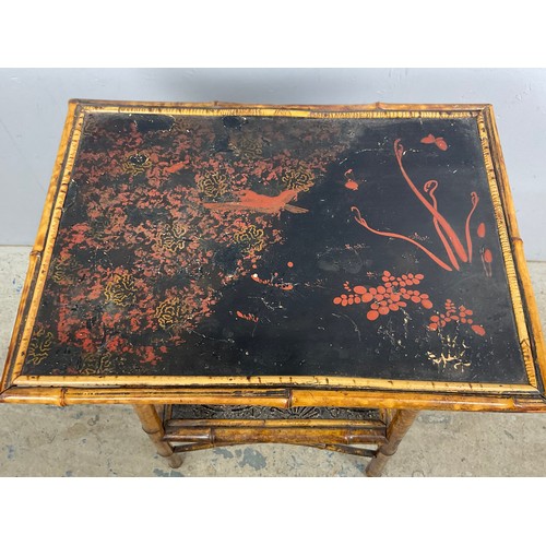 587 - A LATE 19TH CENTURY AESTHETIC MOVEMENT CHINOISERIE BAMBOO TABLE  54cm x 40cm . 72cm TALL