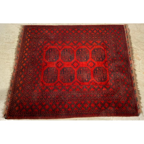 684 - AFGHAN RED GROUND RUG 180cm x 160cm