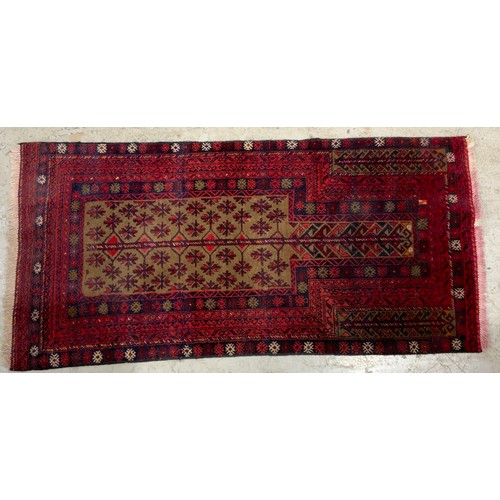 686 - 2 RED GROUND RUGS LARGEST136cm x 98cm