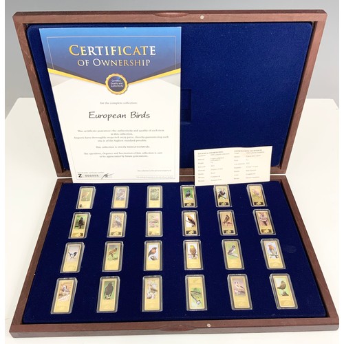 390 - 3 CASED SETS OF COMMEMORATIVES, EUROPEAN SONGBIRDS AND EUROPEAN BIRDS (2), WITH CERTIFICATES