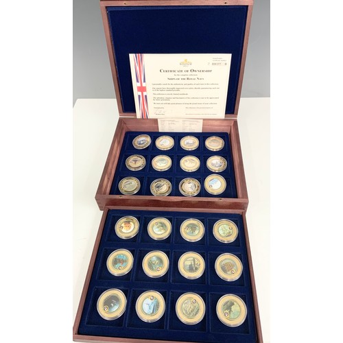 397 - CASED SET OF 24 GOLD PLATED WINDSOR MINT SHIPS OF THE ROYAL NAVY