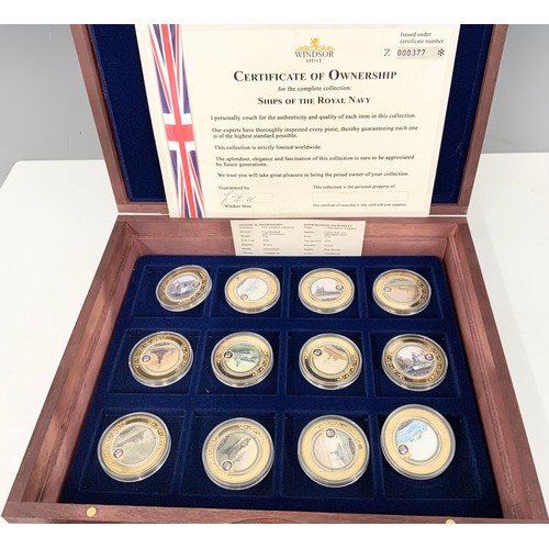 397 - CASED SET OF 24 GOLD PLATED WINDSOR MINT SHIPS OF THE ROYAL NAVY