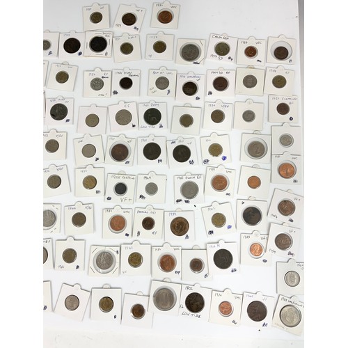 402 - TRAY OF MISC. COINS MOSTLY IN DISPLAY POUCHES