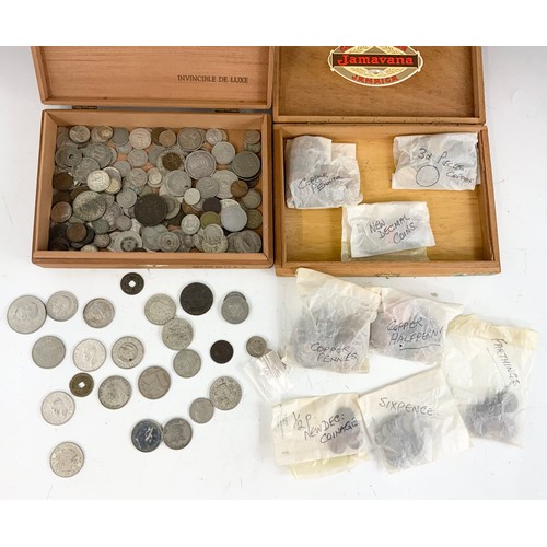 400 - QTY. MISC. COINS  SOME UK AND FOREIGN SILVER COINAGE