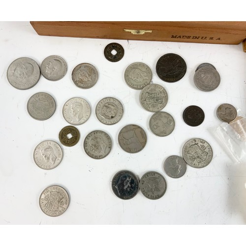 400 - QTY. MISC. COINS  SOME UK AND FOREIGN SILVER COINAGE