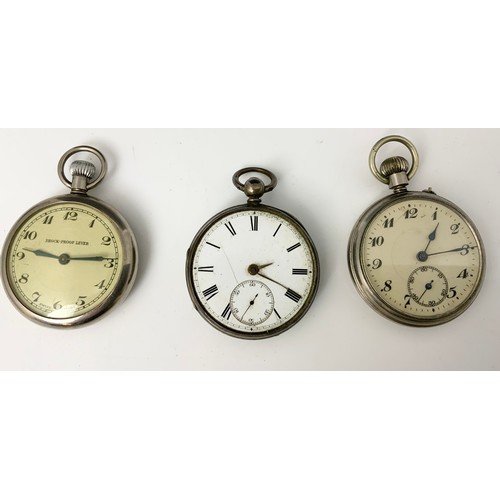 431 - 3 POCKET WATCHES WITH A  VINTAGE SMITHS POCKET WATCH STAND & A BAKELITE SNUFFBOX