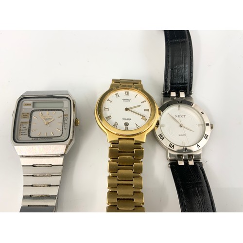 442 - GENTS GOLD PLATED SEIKO WRIST WATCH WITH BOX AND PAPERS, APPEARS AS NEW TOGETHER WITH VARIOUS OTHER ... 