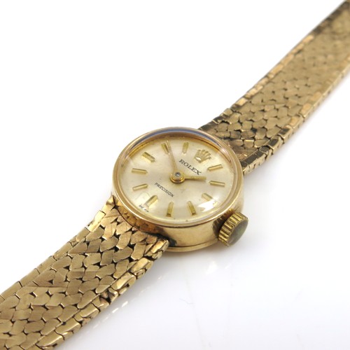 454 - LADIES 9ct GOLD  ROLEX WRIST WATCH ON 9ct GOLD ROLEX  STRAP 20.9g GROSS