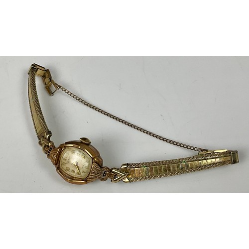 445 - LADIES GOLD CASED ROTARY WRIST WATCH