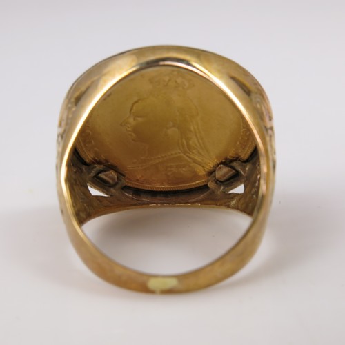 583 - 1892 VICTORIA SOVEREIGN WITH 9ct GOLD RING MOUNT, APPROX. 15.4g gross