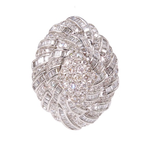 609 - A SPECTACULAR MARQUISE SHAPED DIAMOND DRESS RING OF MORE THAN 200 BAGUETTE AND BRILLIANT CUT STONES ... 