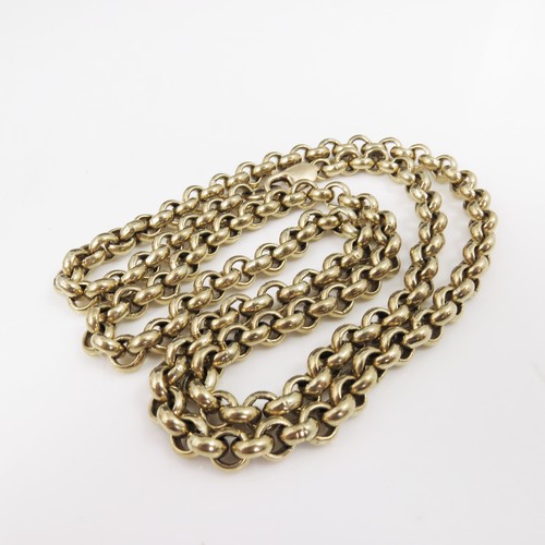 561 - HEAVY 9 ct GOLD BELCHER CHAIN, APPROX. 74 cm, 114.2g