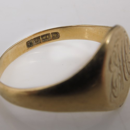 581 - 18CT GOLD GENTS SIGNET RING, APPROX. 4.8g