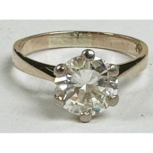 612 - MAGNIFICENT DIAMOND SOLITAIRE RING, APPROX. 2 cts, ON 18ct WHITE GOLD BAND