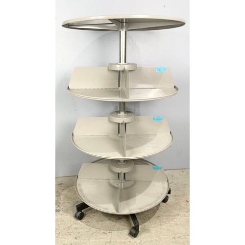 515 - LATE ENTRY- LARGE METAL ROTADEX PLATFILE REVOLVING CIRCULAR MACHINISTS/ DISPLAY STAND ON CASTERS, AP... 