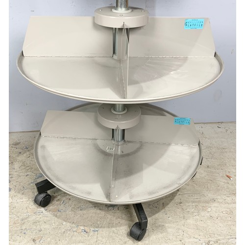 515 - LATE ENTRY- LARGE METAL ROTADEX PLATFILE REVOLVING CIRCULAR MACHINISTS/ DISPLAY STAND ON CASTERS, AP... 