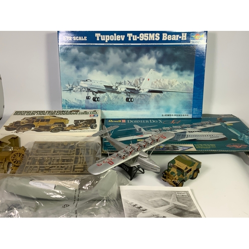 78 - REVELL, MADE DORNIER DO X, MODEL WITH FLAT PACKED BOX. SOME PROPS SEPARATE, PLUS PART MADE TRUMPETER... 