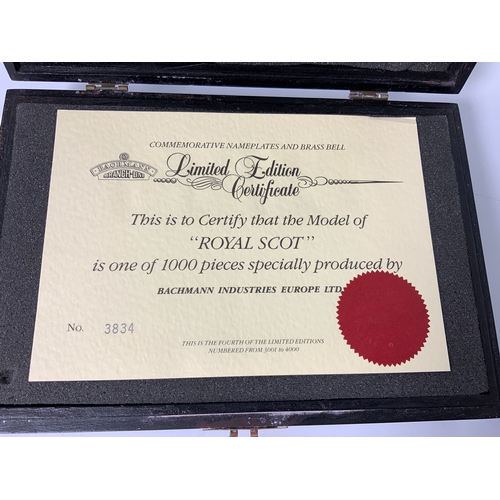 498 - BACHMAN CASE BOXED, 6100 ROYAL SCOT. CERTIFICATE 3834. LIMITED EDITION OF 1000 PIECES.