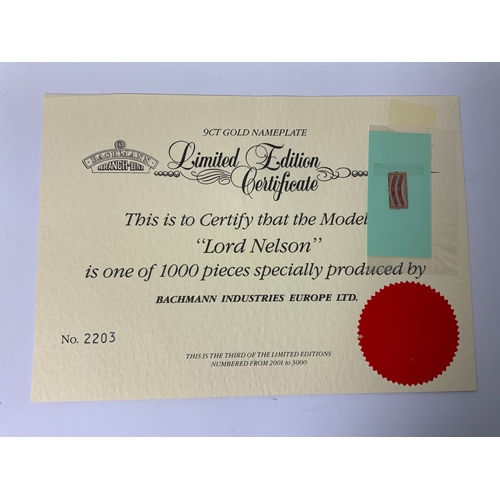 497 - BACHMANN CASE BOXED SR, LORD NELSON 850, LIMITED EDITION 2203 OF 1000