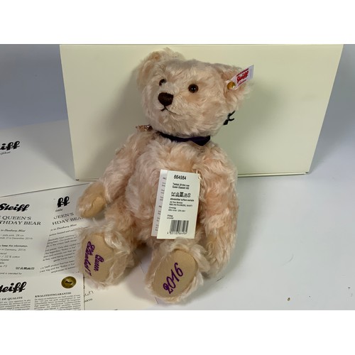 106 - STEIFF THE QUEENS 90TH BIRTHDAY BEAR, EXCLUSIVE TO DANBURY MINT, CERTIFICATE 342, WITH EAR TAG