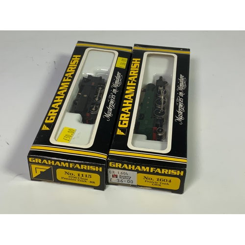 341 - N GAUGE, 2 BOXED GRAHAM FARISH LOCOMOTIVES 1115, 57XX GWR PANNIER 7777, & 1604 GWR PRAIRIE TANK, 311... 