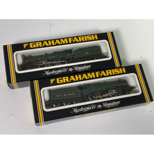 343 - N GAUGE, 2 BOXED GRAHAM FARISH LOCOMOTIVES, 1444 CASTLE CLASS 7029 CLUN CASTLE & 1446 CASTLE CLASS W... 