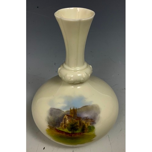 120 - 19th CENTURY PORCELAIN  3 GRAINGER WORCESTER  VASES DECORATED WITH CHURCHES INC MALVERN ABBEY TALLES... 