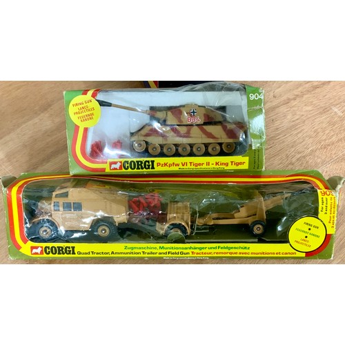 173 - CORGI, BOXED MODELS INC 1902 STATE LANDAU, THE QUEEN’S SILVER JUBILEE 1977, 909 QUAD TRACTOR, AMMUNI... 