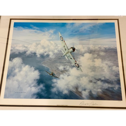 204 - AVIATION INTEREST, FRAMED PICTURE 0640 6TH JUNE 1944 TYPHOONS OF 197 SQN D DAY, SIGNED BY ARTIST J B... 