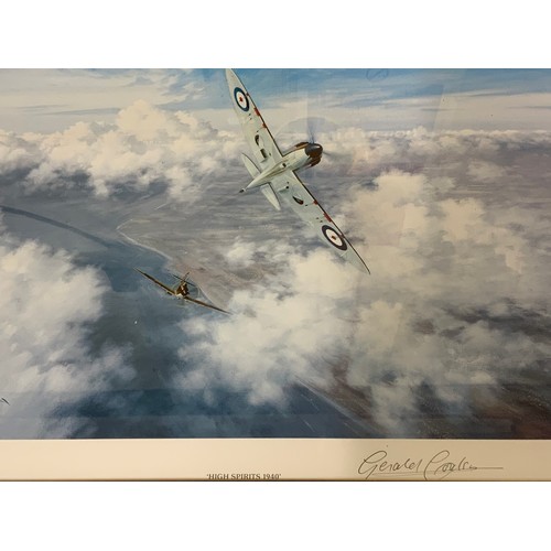 204 - AVIATION INTEREST, FRAMED PICTURE 0640 6TH JUNE 1944 TYPHOONS OF 197 SQN D DAY, SIGNED BY ARTIST J B... 