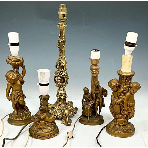 273 - TWO PAIRS OF FIGURAL TABLE LAMPS AND ONE OTHER (5)