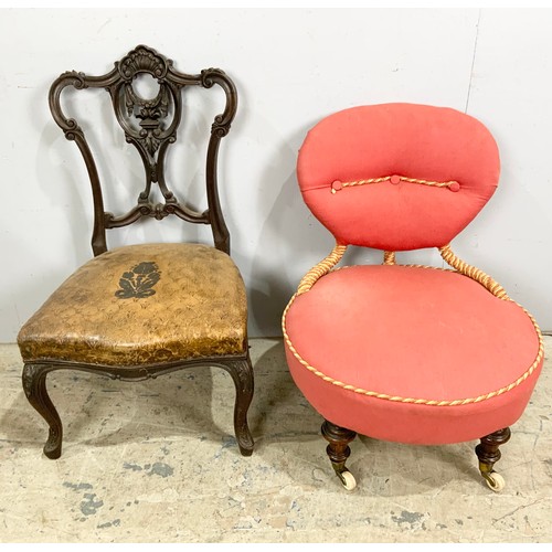 588 - NURSING CHAIR, ONE OTHER AND A DINING CHAIR &  A PAINTED  WHEELBACK ARMCHAIR