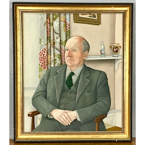 15 - LARGE FRAMED OIL ON CANVAS PORTRAIT OF THE HON. NIGEL DOUGLAS-PENNANT. C. DOWNING 1981. 89 x 74cm