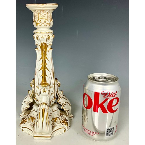 112 - CAPODIMONTE STYLE CONTINENTAL PORCELAIN ORNATE CANDLESTICK