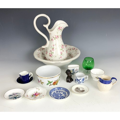 144 - BIRD WALL BRACKET, JUG & BOWL SET  , ROYAL WORCESTER & OTHER DECORATIVE CHINA ETC