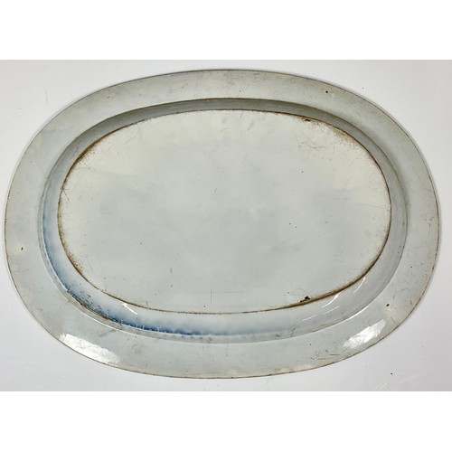 152 - 3 LARGE BLUE AND WHITE MEAT PLATES