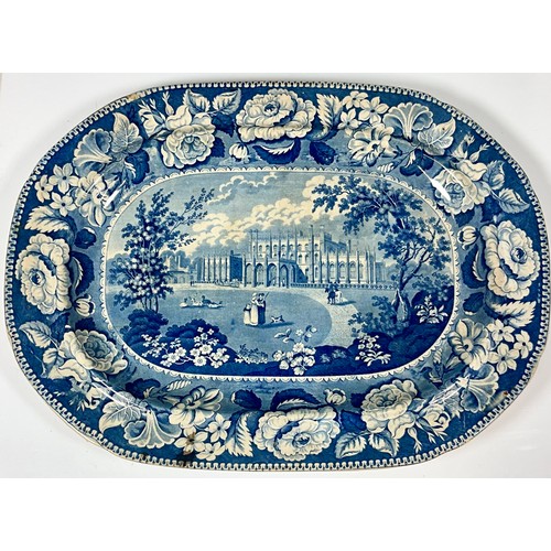 152 - 3 LARGE BLUE AND WHITE MEAT PLATES